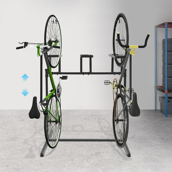 3 Slots Black Adjustable Height Bicycle Parking Rack Iron Metal Bike Storage Organizer Rack with Slip-retardant Feet