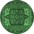 thumbnail image 1 of Ahgly Company Indoor Round Medallion Emerald Green Traditional Area Rugs, 3' Round, 1 of 4