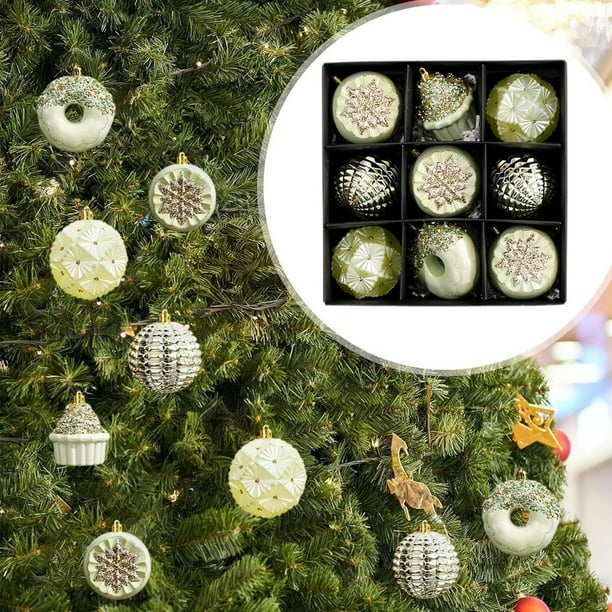 xihome Paquete de 9 adornos navideños de plstico irrompible, bolas pintadas electrochapadas, decoracin colgante para rbol y fiesta navideña.