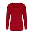 thumbnail image 4 of Lenpel Women's Long Sleeve Shirts Trendy Scoop Neck Ribbed Knit Slim Basic Tee Tops Casual Fall Blouses, 4 of 5