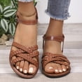 thumbnail image 2 of LTTVQM Flat Sandals for Women Platform Slip on Open-Toe Adjustable Strap Boho Beach Orthopedic Sandals Arch Support Lounge Walking Shoes Light Brown 42(US-9), 2 of 5