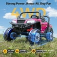 thumbnail image 4 of FUNTOK 24V 2 Seater Electric Ride on Toys for Big Kids w/ 20 " Large Seat, 4 x 200W Motors, 2WD/4WD Switchable Ride on UTV Dump Truck w/ Dump Bed, Remote Control, LED Lights, Bluetooth & Music, Pink, 4 of 8