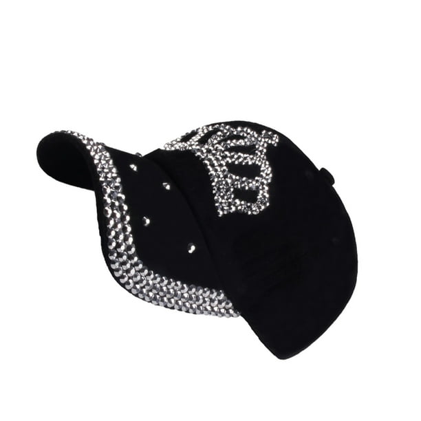 Gorra de béisbol ajustable Sonducket con diamante artificial negro