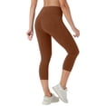 thumbnail image 4 of Lumtrix High Waisted Capri Leggings for Women Tummy Control Soft Yoga Pants Gym Workout Running Leggings with Pockets Brown S, 4 of 6