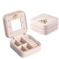thumbnail image 1 of Vee - Joyero de viaje, joyero pequeño para mujer, almacenamiento de joyas de viaje con espejo, joyero de piel sintética para anillos, pulseras, pendientes, collar, regalo (rosa) Xemadio OTTO-WX-0221, 1 of 1