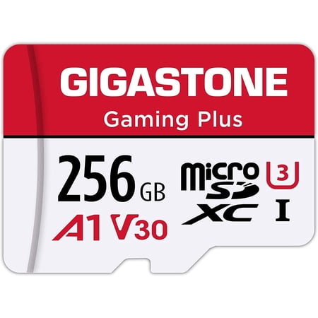 Gigastone 256GB Micro SD Card Gaming Plus A1 V30 for Nintendo Switch High Speed 100MB/s 4K Video Recording compatible with Nintendo Switch Dash Cams GoPro Cameras