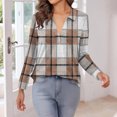 thumbnail image 5 of Women's Fashion Athleisure Long-Sleeve Plaid Print Stand-Collar Polo Shirt Top, Comfortable & Skin-Friendly & Breathable, Gifts for Women, 5 of 5