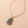 thumbnail image 4 of Bohemia Abalone Shell Puka Pendant Necklace Oval Gold Plate Acetate Jewelry Gift, 4 of 7