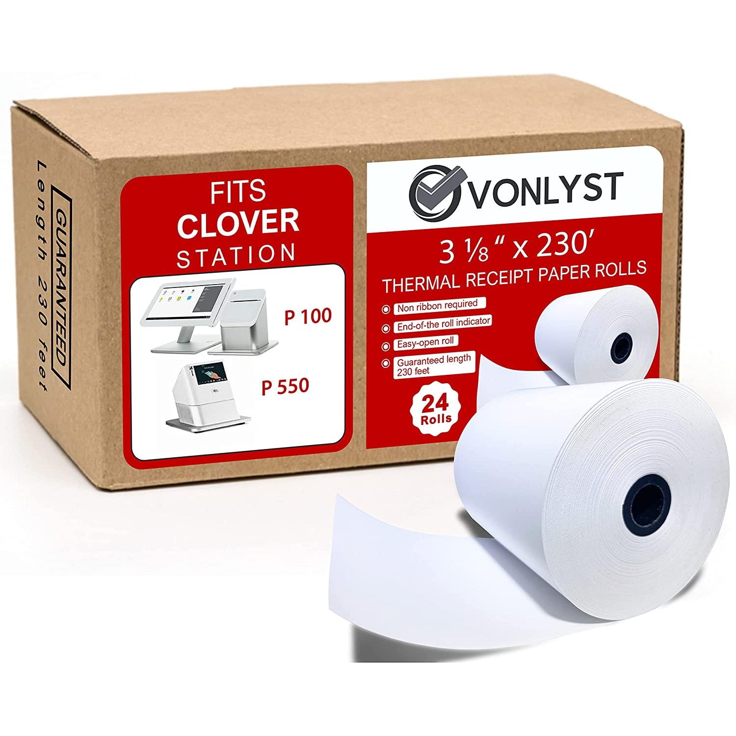 AUEAR Thermal Receipt Paper Rolls – BPA Free, 3 1/8 X 230 Feet, 30 Pack – Perfect For POS Printers & Cash Registers