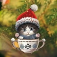 thumbnail image 5 of Taicans Cute Cat in Red Tea Cup Christmas Ornament - 8cm/3.1in Handmade Holiday Tree Decoration,Festive Gift for Xmas,Cute Hanging Decor,2D, 5 of 7