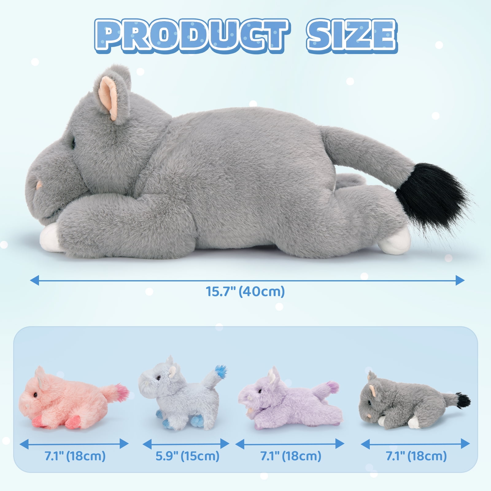 MorisMos 5Pcs Hippo Stuffed Animals Set, 16'' Large Stuffed Hippo Plush with 4 Cute Babies