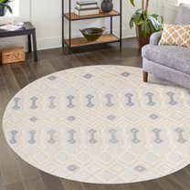 Unique Loom Arlo Collection Area Rug - Lenny (3' 3" Round Sandy Beige/Beige)