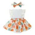 thumbnail image 3 of TEDOYE Toddler Girls Sleeveless Flower Print Romper Bodysuit With Headbands For Children Clothes Breathable Wear, 9-12 Months, 3 of 8