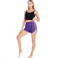 thumbnail image 2 of WBQ Women Running Short,Elastic High Waistband with Drawstring Casual Gym Shorts for Workout Yoga Fitness Sports Shorts Athletic Shorts Plain Lounge Short Pants,Short Sweatpants,S-4XL Purple, 2 of 9