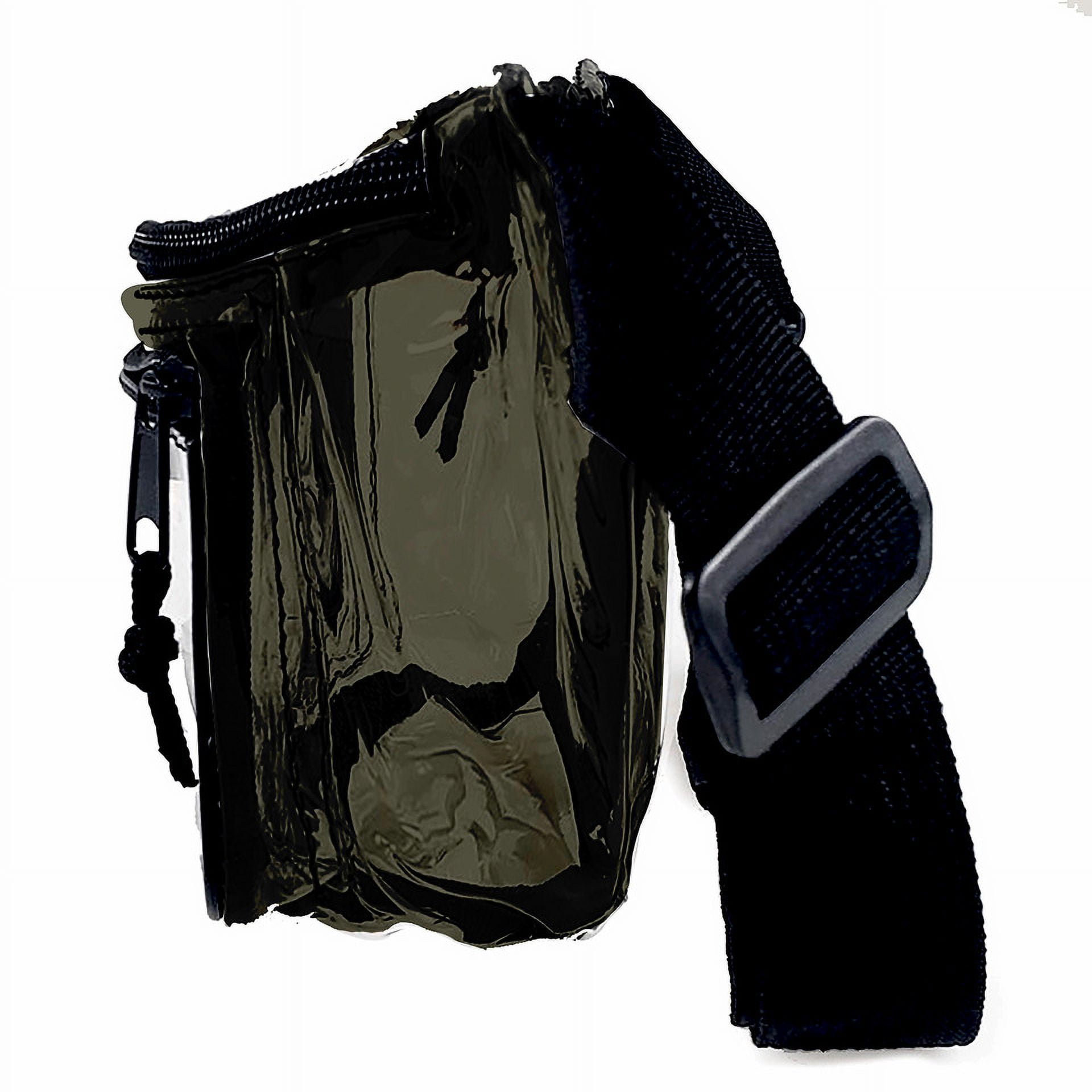 2 Pack Clear Black Anti-Theft 3-Zipper PVC Fanny Pack with Black Trim for Music Festivals & Raves
