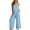 Blue, variant on Women's Lounge Sets Cotton Linen 2 Piece Outfits Square Neck Tank Crop Top Wide Leg Pants Matching Loungewear