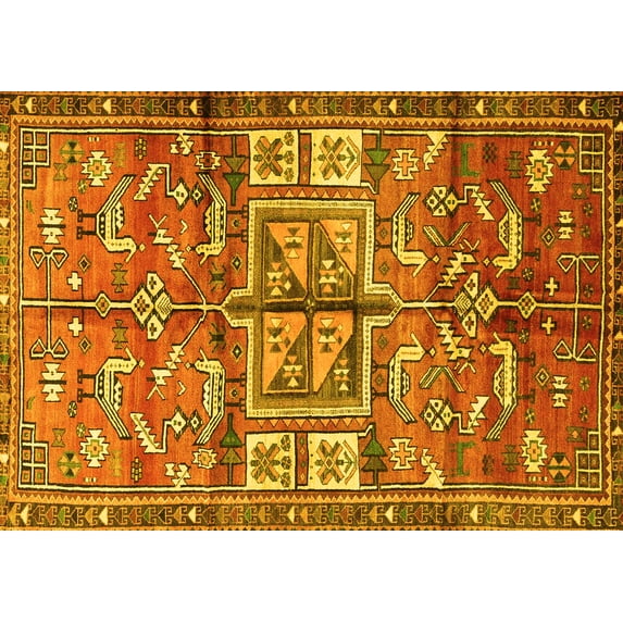 Ahgly Company Machine Washable Indoor Rectangle Animal Yellow Traditional Area Rugs, 8' x 10'