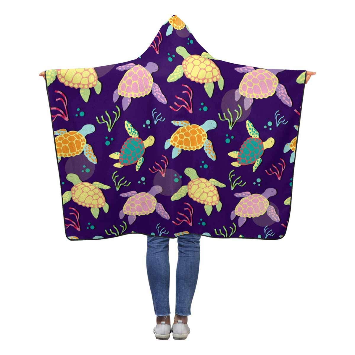 HATIART Sea Turtles Hooded Throw Blanket 50x60 inches Kids Girls Boys Toddler Wearable Blankets