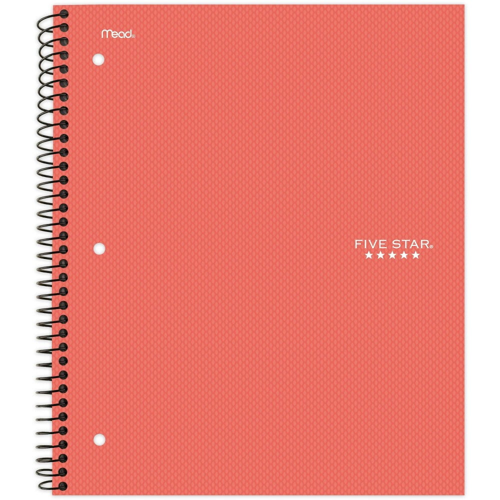 Five Star 170 sheet College Ruled 1 Subject Spiral Notebook Coral
