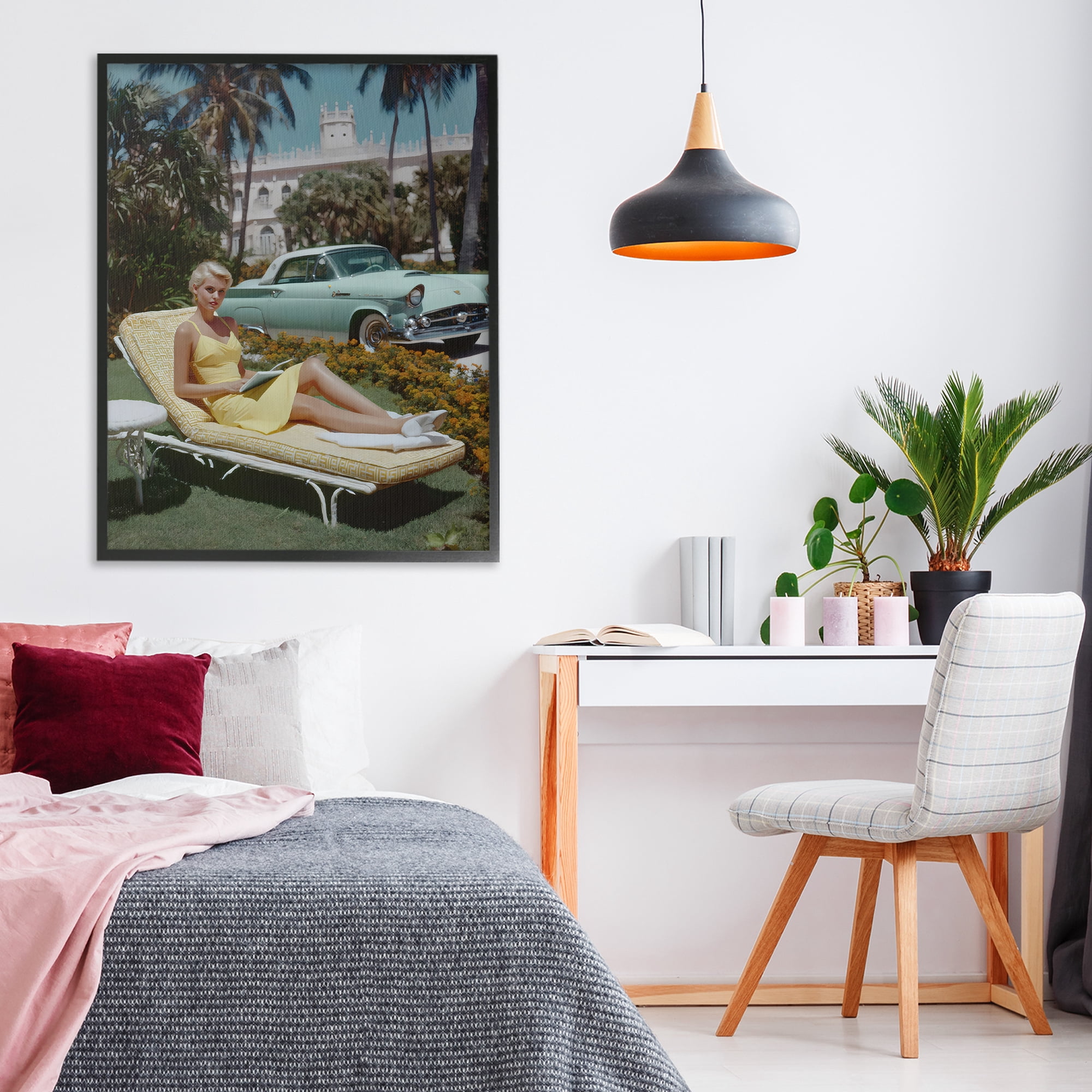 Stupell Industries Vintage Sunbathing Woman Black Framed Giclee Art, design by Franklyn Gregory