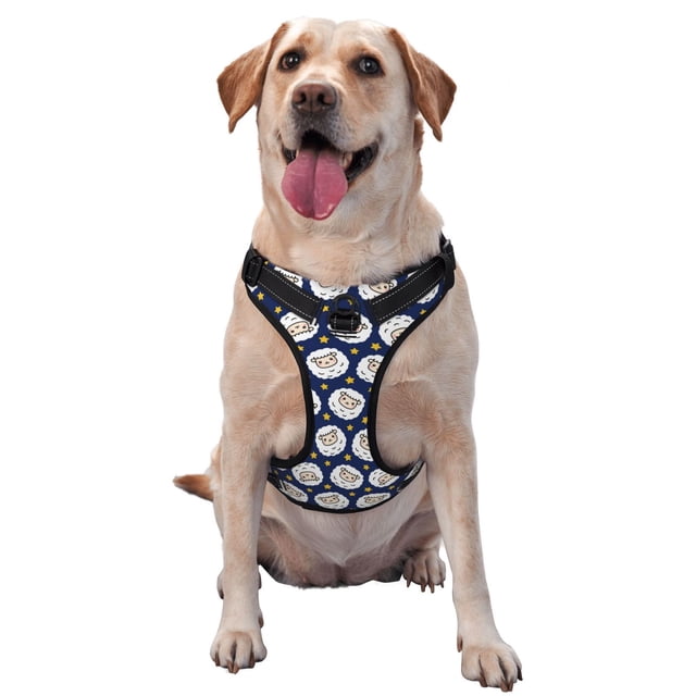 Balery Cute Sheep With Star Arnés para Perros Grandes Antitirones, Arnés con Correa para Gato, Arnés Tipo Chaleco para Perros Pequeños-Medium