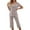 Gray, variant on Womens Pajamas Sets Short Sleeve V Neck Top with Capri Pants with Pockets Casual Sleepwear Two Piece Summer Sets S-XXL