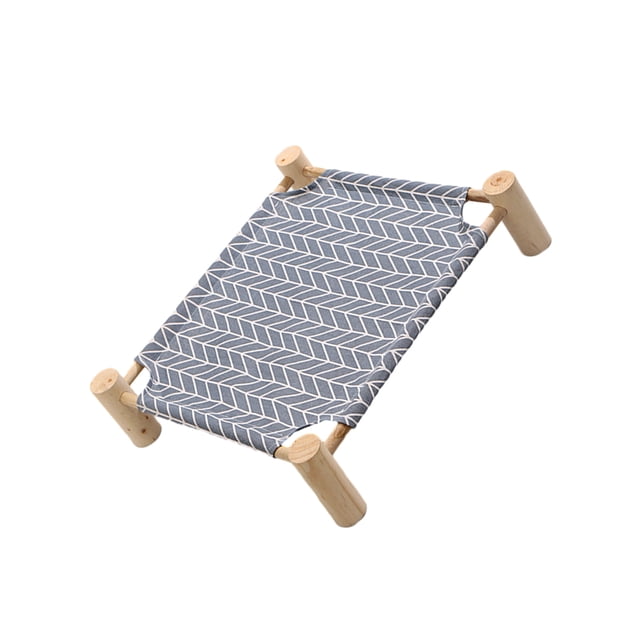 Methold Cama para perros de tela de madera transpirable - A prueba de humedad para descansar Cama para mascotas desmontable y lavable Suministros para perros S fondo gris rombo