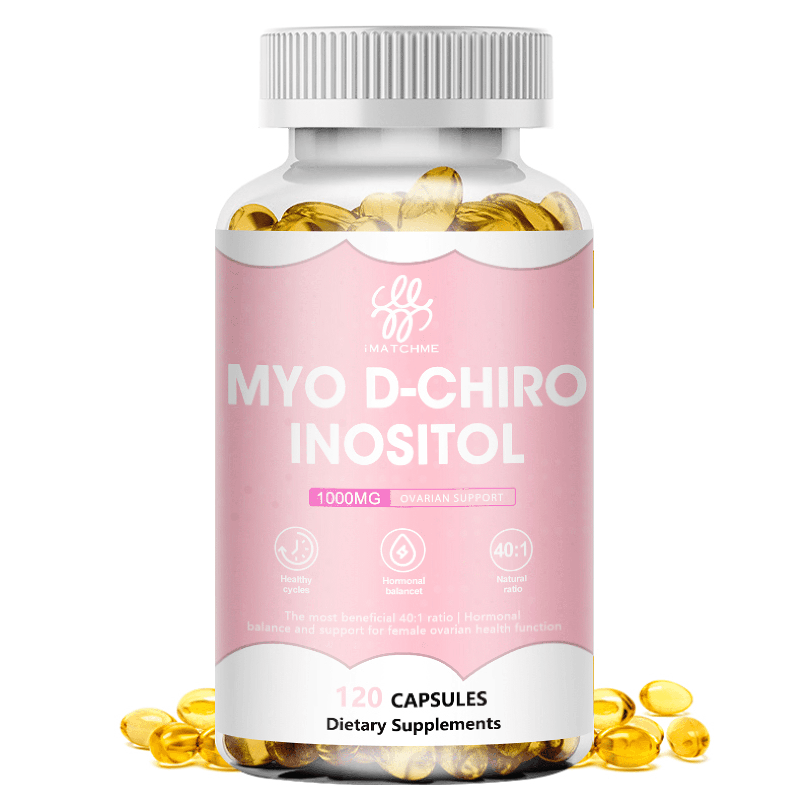 Myo & D-Chiro Inositol Blend Capsule | Supports Fat Metabolism & Healthy Ovarian | 120 Softgels