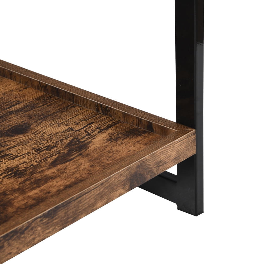 Kepooman Industrial Coffee Table for Living Room, Sturdy Wood and Metal Cocktail Table with Open Storage Shelf, Vintage Burnt Wood Grain Kepooman Industrial Coffee Table for Living Room, Sturdy Wood and Metal Cocktail Table with Open Storage Shelf, Vintage Burnt Wood Grain
