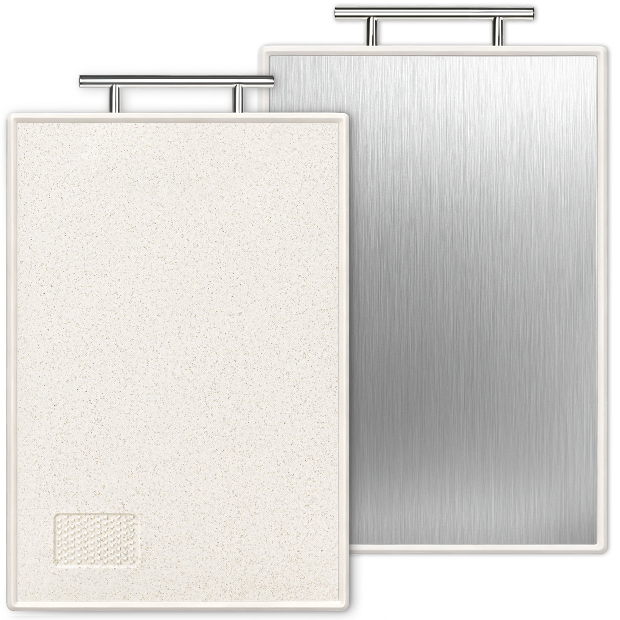 TINANA Stainless Steel Cutting Board: 16x10 inch Double-Sided, PP Chopping Boards with Stainless Steel Handles