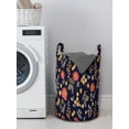 thumbnail image 3 of Floral Laundry Bag, Repetitive Forest Roses Flowers Autumn Leaves, Hamper Basket with Handles Drawstring Closure for Laundromats, 13" x 19", Indigo Coral Dark Tan, by Ambesonne, 3 of 4