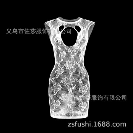 Generic Jacquard Sexy Suspenders Fishnet Clothes Tulle Skirt Mesh Stockings Sexy Lingerie Hollow out See through Tight W323