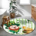 thumbnail image 3 of St. Patrick's Day Round Area Rug 3.3Ft Washable Circle Rugs for Dining Room Table, Green Gnomes Gold Coin Beer Shamrock Stripes Non-Slip Carpet Floor Mats Indoor Outdoor Carpet Runner Home Decor, 3 of 8