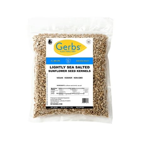 Lightly Sea Salted Sunflower Seed Kernels by Gerbs - 2 LBS. - Top 14 Food Allergen Free & Non GMO - Vegan & Kosher