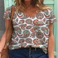 thumbnail image 1 of Blouse Imprimée pour Femmes Col en V Manches Courtes T-Shirt Décontracté Ample, 1 of 5