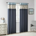 thumbnail image 6 of Madison Park Serene Pleated with Floral Embroidery Window Panel, 50x84", Navy, 6 of 7