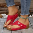 thumbnail image 2 of Womens Navy Wedge Sandals Comfortable Walking Shoes with Cushioned Insole, Breathable Cut-Out Thong Sandals for Women Casual Summer,Size 5.5, 2 of 9