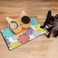 thumbnail image 3 of Boho Retro Floral Pet Feeding Mat-Abstract Art Pattern Absorbent Pet Placemat for Food and Water Bowl, with Waterproof Rubber Backing, Quick Dry Water Dispenser Mat for Dog and Cat (12"x20"), 3 of 7