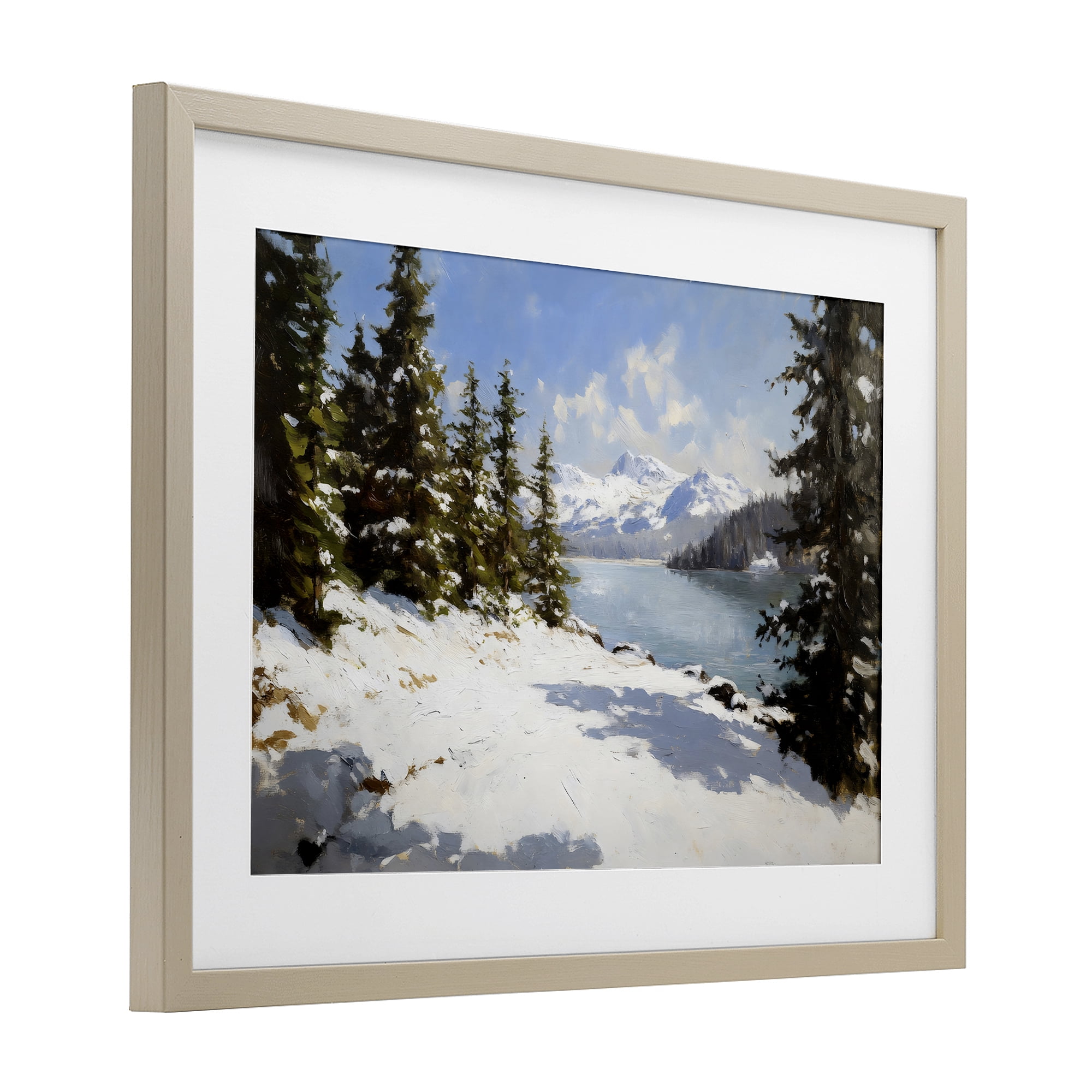 Way Up North Landscape Birch Framed Print Under Glass, design by Petal Prints Design