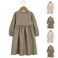 thumbnail image 1 of NJDVHB Robes d'Hiver pour Tout-Petits, Robe de Princesse pour Fillette, Robe de Fête pour Fille, Robe de Princesse Unie à Manches Longues pour Fille, Col Ras du Cou, Jupe à Nœud de Princesse, Café, 2 Ans, 1 of 5
