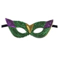 thumbnail image 2 of Lilgiuy Mardi Gras Face Mask Large Mardi Gras Mask Prop Mardi Gras Sequin Mask Masquerade Photo Props Mardi Gras Decorations for Dress-up Party Parade Carnival (Green,One Size), 2 of 2