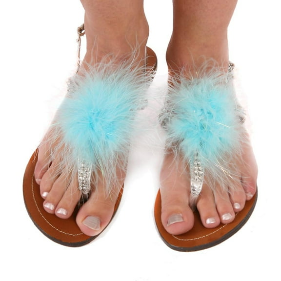 Zucker Feather Products Feather Shoe Clip w/Marabou Lurex - 3.5" - 2 pcs - Light Turquoise/Opal Lurex