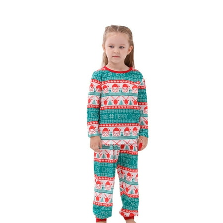 

DNDKILG Christmas Family Pajamas Pjs Plaid Long Sleeve Tops and Pants Holiday Matching Pjs for Adults Kids Green 10