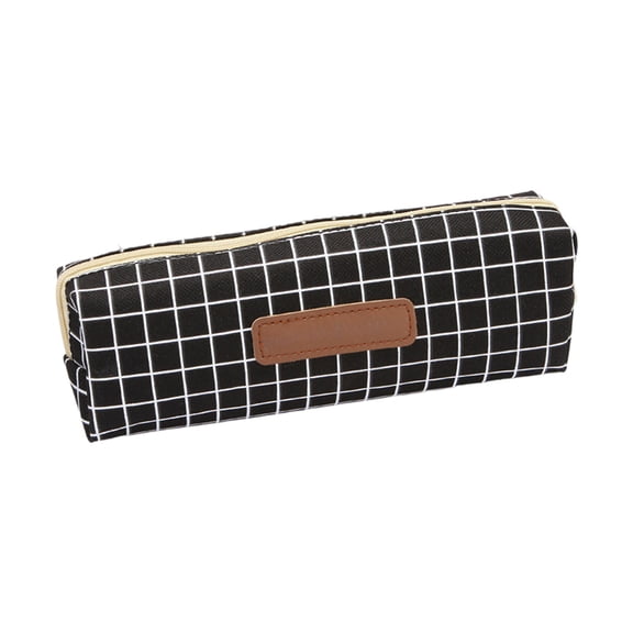 Tepsmf Plaid Pencil Pouch Solid Color Student Stationery Bag Simple Zipper Pen Case Organizer For Men Women School Office Supplies