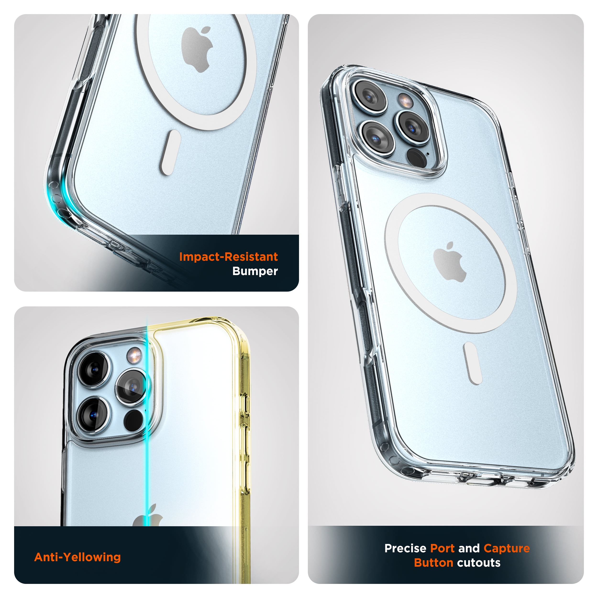 Encased Magnetic Case for iPhone 16 Pro with Belt Clip Phone Holster, Compatible with MagSafe (Crystal Clear)