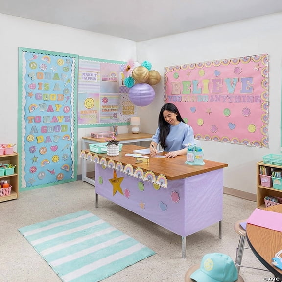 Pastel Rainbow Full Classroom Decorating Kit - 33 Pieces