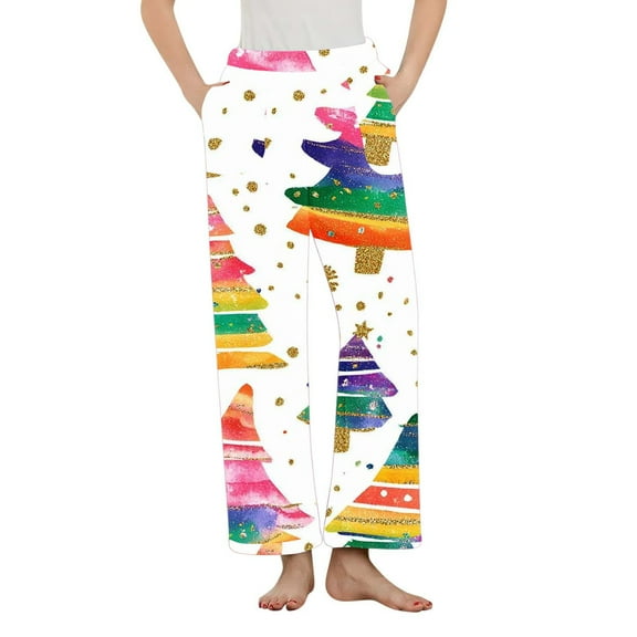 Fengactive Women's Pajama Pants with Pockets- Christmas Printed Pajama Pants - Soft Plush Pjs Bottom