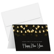 2024 Happy New Year Holiday Greeting Cards  Warmest Wishes Blank Xmas Fold Over Cards & Envelopes  For Christmas and New Years Gift & Presents | 25 Per Pack | 4.25 x 5.5 (A2 Size)