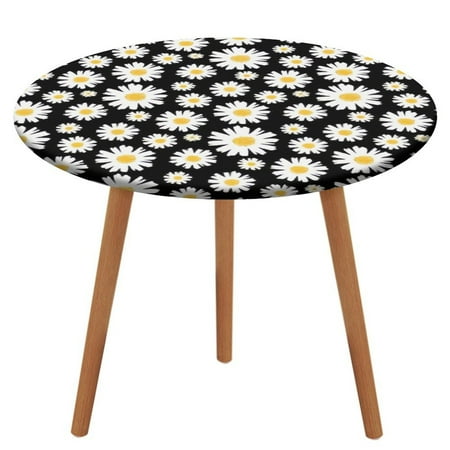 

Bybiment Round Fitted Tablecloth with Elastic Edge Daisy Background Decorative Tablecloth Table Cover 47 Inch