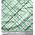 thumbnail image 1 of Soimoi Green Japan Crepe Satin Fabric Diagonal Check Fabric Prints By Yard 44 Inch Wide, 1 of 3